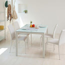 ダイニングテーブル 4人 モダン おしゃれ 北欧 150×80cm ガラス 天板 シンプル スタイリッシュ スチール脚 白 ホワイト 木目柄 黒 ブラック (テーブル以外別売) 【納期B】【lic-akg-011】