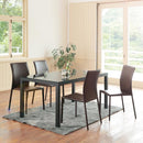 ダイニングテーブル 4人 モダン おしゃれ 北欧 150×80cm ガラス 天板 シンプル スタイリッシュ スチール脚 白 ホワイト 木目柄 黒 ブラック (テーブル以外別売) 【納期B】【lic-akg-011】