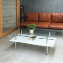 センターテーブル リビング ローテーブル 北欧 おしゃれ デザイン 変型 スタイリッシュ モダン 白 ホワイト 黒 ブラック ガラステーブル 天板 棚 110×55cm 【納期B】【lic-akg-013】