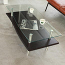 センターテーブル リビング ローテーブル 北欧 おしゃれ デザイン 変型 スタイリッシュ モダン 白 ホワイト 黒 ブラック ガラステーブル 天板 棚 110×55cm 【納期B】【lic-akg-013】