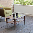 センターテーブル リビング ローテーブル 北欧 おしゃれ デザイン モダン 木製 ナチュラル カフェ風 ガラステーブル 天板 棚 100×50cm 【納期B】【lic-akg-014】