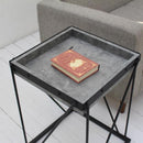 サイドテーブル 石目 コンクリート柄 モダン スタイリッシュ ブルックリン 北欧 おしゃれ ソファサイド ベッド横 リビング 脚 スチール 【納期B】【lic-akg-024】