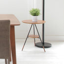 サイドテーブル おしゃれ リビングテーブル 棚 円形 丸型 ダイニング サブテーブル ミニテーブル 木目柄 インテリア 北欧 ナチュラル カフェ風 モダン 【納期B】【lic-akg-025】