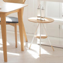 サイドテーブル おしゃれ リビングテーブル 棚 円形 丸型 ダイニング サブテーブル ミニテーブル 木目柄 インテリア 北欧 ナチュラル カフェ風 モダン 【納期B】【lic-akg-025】