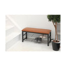 ベンチ 玄関 イス 椅子 腰掛け エントランス 棚 ラック 2段 シューズラック スリッパ収納 置き場 クッション 座面 白 ホワイト ブラウン 茶色 ブラック 黒 【納期B】【lic-akg-030】