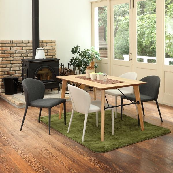 ダイニングチェア 4脚セット 同色 椅子 シンプル スタッキング可能 重ねられる 省スペース 収納 ファブリック 布地 布張り スチール脚 (チェアー以外別売) 【納期B】【lic-akg-049】