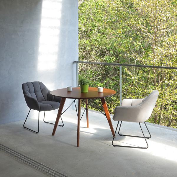 ダイニングチェア 単品 おしゃれ デザイン モダン スタイリッシュ アート 脚 曲線 芸術的 インテリア 椅子 イス グレー シック ひじ付き 厚み リビング 【納期B】【lic-akg-056】