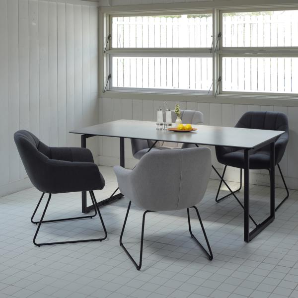 ダイニングチェア 単品 おしゃれ デザイン モダン スタイリッシュ アート 脚 曲線 芸術的 インテリア 椅子 イス グレー シック ひじ付き 厚み リビング 【納期B】【lic-akg-056】