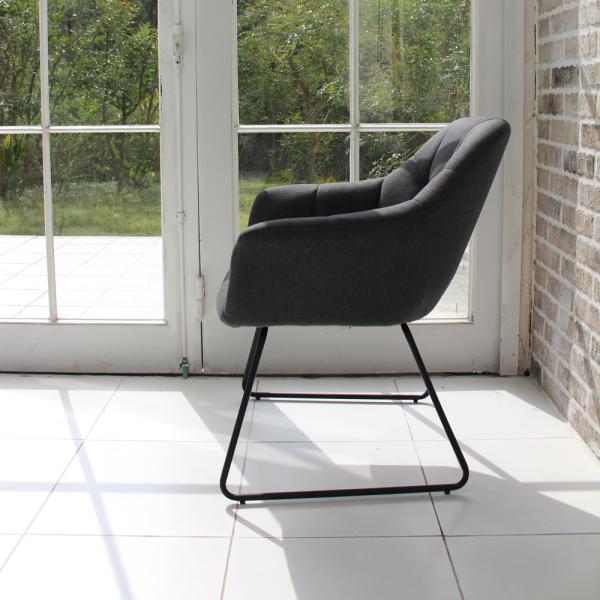 ダイニングチェア 単品 おしゃれ デザイン モダン スタイリッシュ アート 脚 曲線 芸術的 インテリア 椅子 イス グレー シック ひじ付き 厚み リビング 【納期B】【lic-akg-056】