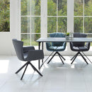 ダイニングチェア 回転式 椅子 イス モダン おしゃれ 北欧 スタイリッシュ ブルー 青 グレー 肘掛け ひじ付き アート 回転チェアー 【納期B】【lic-akg-057】