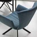 ダイニングチェア 回転式 椅子 イス モダン おしゃれ 北欧 スタイリッシュ ブルー 青 グレー 肘掛け ひじ付き アート 回転チェアー 【納期B】【lic-akg-057】