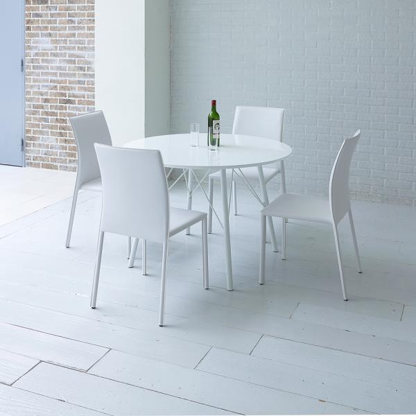 ダイニングテーブル 単品 約100×100cm 白 ホワイト 直径 円形 丸 ラウンドテーブル 4人用 北欧 スタイリッシュ モダン (テーブル以外別売) 【納期B】【lic-akg-061】