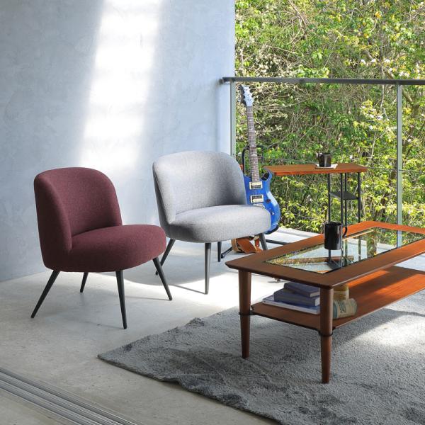 リビングチェア 椅子 低い ローチェア 背もたれ 肘なし 厚み リビング チェアー ワインレッド 赤 グレー 色 カラー 北欧 おしゃれ モダン スチール脚 【納期B】【lic-akg-066】