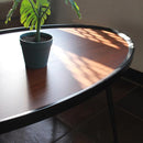 リビングテーブル センターテーブル ローテーブル 楕円形 丸型 おしゃれ モダン 北欧 スタイリッシュ 木目 天板 スチール脚 黒 ブラック 【納期B】【lic-akg-067】