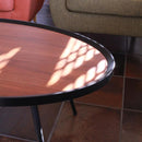 リビングテーブル センターテーブル ローテーブル 楕円形 丸型 おしゃれ モダン 北欧 スタイリッシュ 木目 天板 スチール脚 黒 ブラック 【納期B】【lic-akg-067】