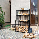 ログラック 2段 薪置き場 薪スタンド ラック アンティークデザイン アイアン 鉄 ヨーロピアン 北欧 ブラック 黒 おしゃれ 屋外 屋内 装飾 【納期B】【lic-dwj-113】