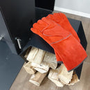 グローブ 手袋 薪ストーブ用 暖炉用 牛皮 レザー 本革 耐熱 赤系 レッド キッチングローブ 台所 作業用 工具 【納期B】【lic-dwj-146】