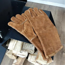 グローブ 手袋 薪ストーブ用 暖炉用 牛皮 レザー 本革 耐熱 茶色 ブラウン キッチングローブ 台所 作業用 工具 【納期B】【lic-dwj-147】