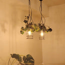 ペンダントライト おしゃれ 北欧 天井照明 1灯 単品 吊り下げ カフェ風 天然木 カントリー ガーランド フェイクグリーン付き LED対応 【納期B】【lic-elx-191】