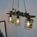 ペンダントライト おしゃれ 北欧 天井 照明 3灯 3連 吊り下げ カフェ風 天然木 ナチュラル カントリー ガーランド フェイクグリーン付き 【納期B】【lic-elx-192】