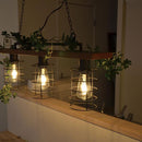 ペンダントライト おしゃれ 北欧 天井 照明 3灯 3連 吊り下げ カフェ風 天然木 ナチュラル カントリー ガーランド フェイクグリーン付き 【納期B】【lic-elx-192】