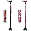 杖 4点杖 伸縮式 おしゃれ 女性 レディース 介護 ステッキ 軽い 使いやすい 安定感 便利 歩行 補助 腰 負担軽減 膝 ひざ 敬老の日 誕生日 プレゼント 贈り物 【納期A】【lic-fjh-0034】