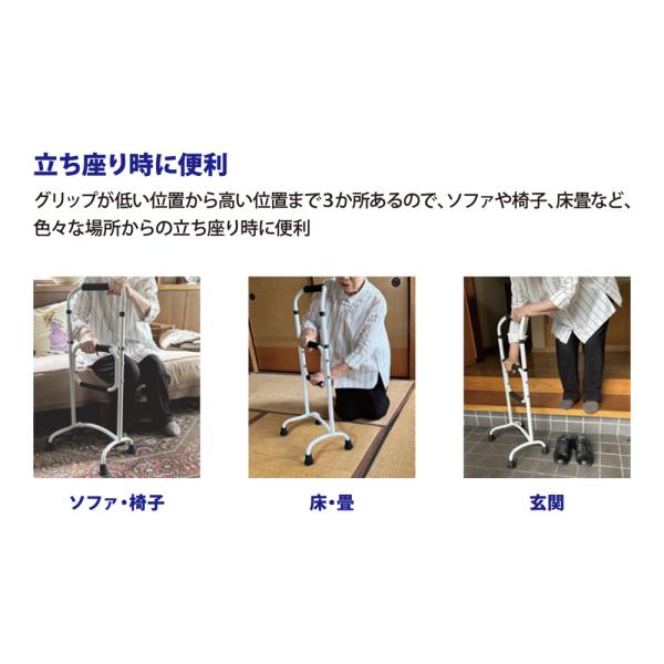 杖 歩行 サポート 片手 両手 移動 コンパクト 立ち座り 補助 立つ時 座るとき サポート 安心 安全 老人 高齢者 ハンドル 高さ調節 調整 【納期A】【lic-fjh-0050】