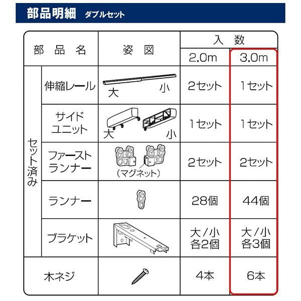 カーテンレール 伸縮式 ダブル 3m 長さ おしゃれ 装飾レール 木目調 ウッド 取付 簡単 北欧 デザイン モダン スタイリッシュ オシャレ お洒落 サイズ 調整 【納期B】【lic-ful-008】