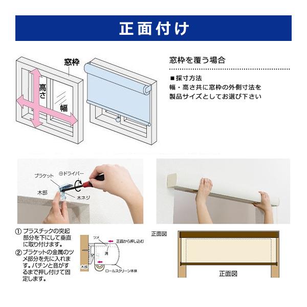 ロールスクリーン 60×135cm ボックスカバー付き ホワイト 白 緑 シンプル コード式 光漏れ防止 ホコリ 対策 安心 安全 子ども部屋 天井付 正面 ロールカーテン 【納期B】【lic-ful-203】