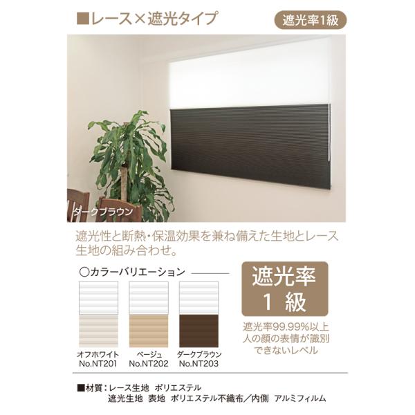 ハニカムシェード ツイン 遮光1級 一級 オーダー ダブル レース 日よけ