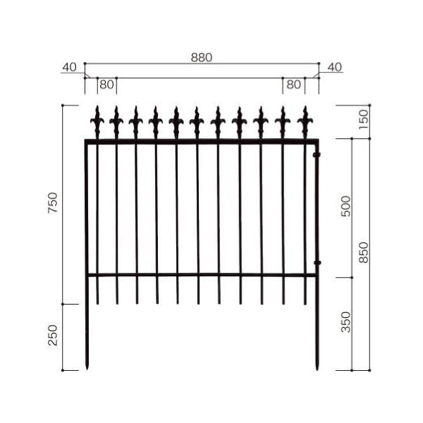 アイアンフェンス 外構 おしゃれ 庭 柵 花壇 支柱 鉄 3-A型 0908