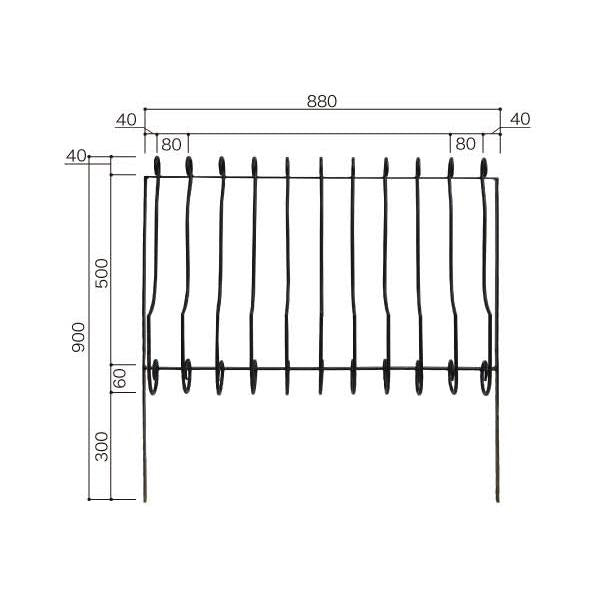 アイアンフェンス 外構 おしゃれ 庭 柵 花壇 支柱 鉄 4型 0908
