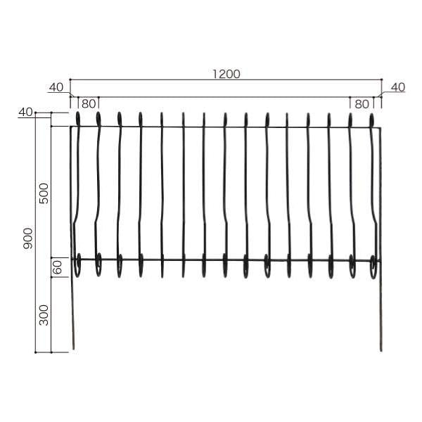 アイアンフェンス 外構 おしゃれ 庭 柵 花壇 支柱 鉄 4型 1208
