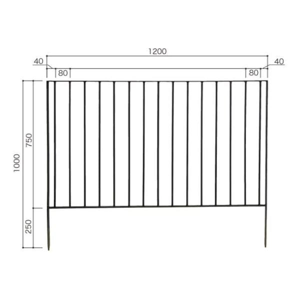 アイアンフェンス 外構 おしゃれ 庭 柵 花壇 支柱 鉄 5型 1208