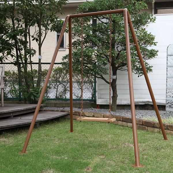 ブランコ 屋外 庭 子供用 子ども用 家庭用 一軒家 戸建て 鉄製 チェーン おしゃれ 1人用 一人掛け 遊具 アンカーピン 固定 地面 自立 土中 【納期B】【lic-jbs-34255】