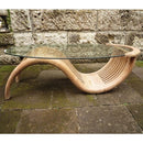 ガラステーブル 木製 センターテーブル リビング ガーデンテーブル 屋外 屋内 ナチュラル おしゃれ デザイン ローテーブル インテリア 【納期B】【lic-jbs-36345】