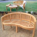 バナナベンチ ガーデンベンチ 椅子 木製 ウッドベンチ ベンチチェア 背もたれ付き 曲線 カーブ 湾曲 【納期B】【lic-jbs-36701】