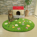 玄関マット 室内用 エントランス ドアマット ラグマット おしゃれ 猫 犬 楕円形 丸型 海 デザイン 柄 緑 グリーン 花柄 肉球 足跡 すべり止め 滑り止め 洗える 【納期C】【lic-kku-131】