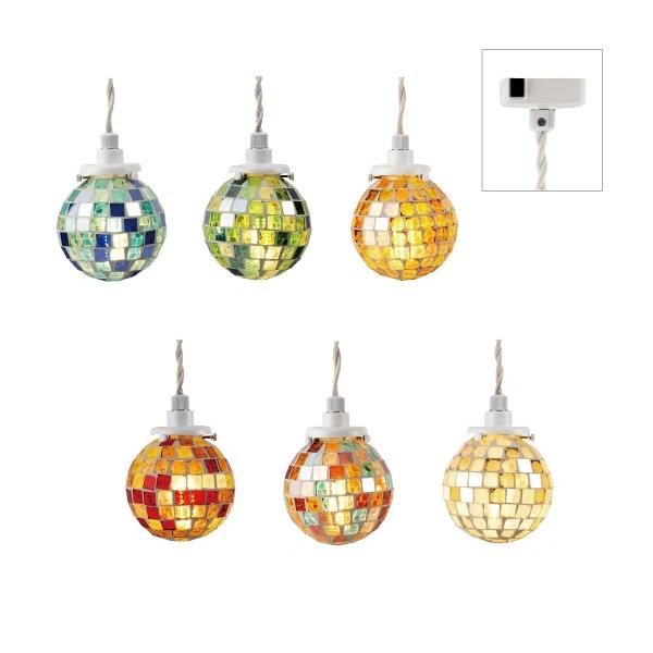 ペンダントライト LED 照明器具 おしゃれ 天井照明 ガラス モザイクタイル 球体 かわいい 昭和レトロ モダン 大正ロマン 浪漫 ボール球 ワンタッチ 取り付け簡単 【納期B】【lic-ksm-0002】