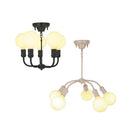 シャンデリア おしゃれ 照明 LED モダン インダストリアル 大型 led電球 シンプル 5灯 向き調整 調節できる アーム 上向き 下向き シンプル 黒 ブラック モダン 【納期B】【lic-ksm-0013】