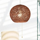 ペンダントライト 照明器具 おしゃれ 天井照明 普通電球 アバカ 麻 和風 昭和レトロ モダン 大正ロマン 浪漫 シェード ワンタッチ 取り付け簡単 ナチュラル 球体 【納期B】【lic-ksm-0017】
