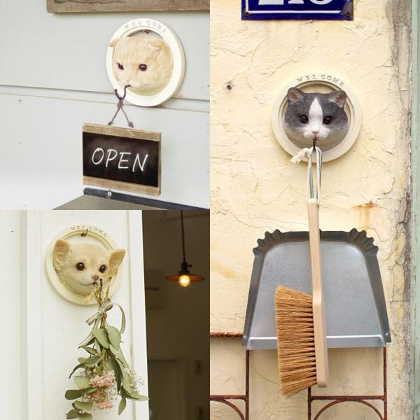 ウォールフック 猫 ネコ 犬 イヌ おしゃれ 止め金具 壁面 かわいい 屋外 屋内 庭 ガーデニング 玄関 インテリア リビング ハチワレ トイプードル チワワ 柴犬 【納期B】【lic-ksm-0048】