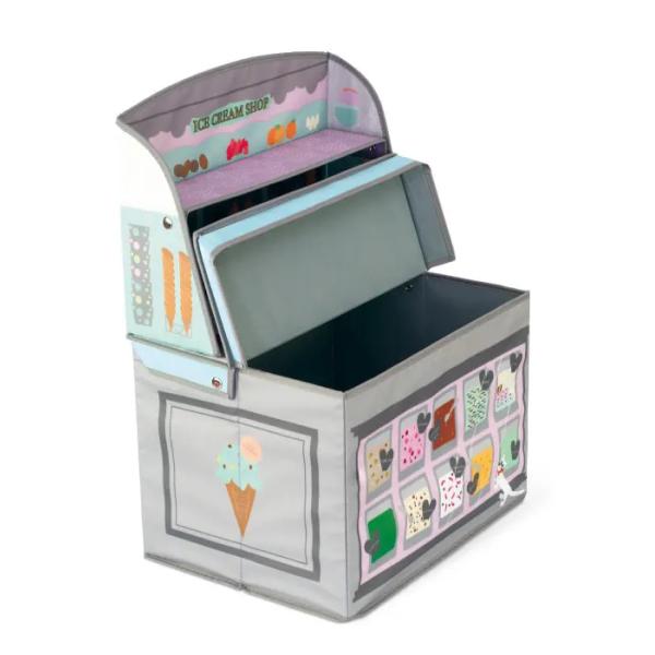 おもちゃ箱 子供 子ども 収納ボックス ごっこ遊び お片付け 練習 知育 オモチャ箱 玩具箱 ハンバーガー屋 アイスクリーム屋 折りたたみ 折畳み コンパクト 収納 【納期B】【lic-ksm-0056】