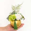 供花 造花 アレンジメント お供え 献花 仏花 消臭 抗菌 お悔やみ 法事 祭壇 四十九日 ペット 犬 猫 ネコ 菊 カーネーション 桔梗 鉢付き おしゃれ コンパクト 【納期B】【lic-ksm-0078】