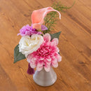 供花 造花 アレンジメント お供え 献花 仏花 お悔やみ花 枯れない 法事 仏具 仏壇 法要 枕花 盆 命日 お彼岸 喪中 一周忌 ペット 犬 猫 ネコ 菊 鉢付き 手元供養 【納期B】【lic-ksm-0080】