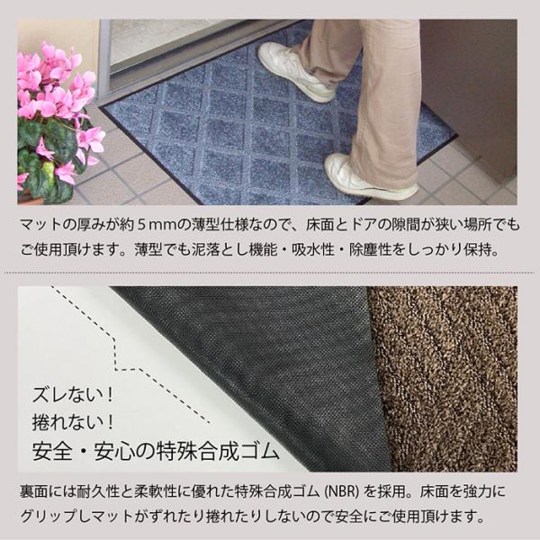 玄関マット 60×90cm ドアマット 屋外用 マット 薄型 薄い 厚み 泥汚れ 靴 土足対応 ずれない 滑り止め 日本製 国産 防炎 吸水 おしゃれ 格子柄 業務用 家庭用 【納期A】【lic-ktj-014】