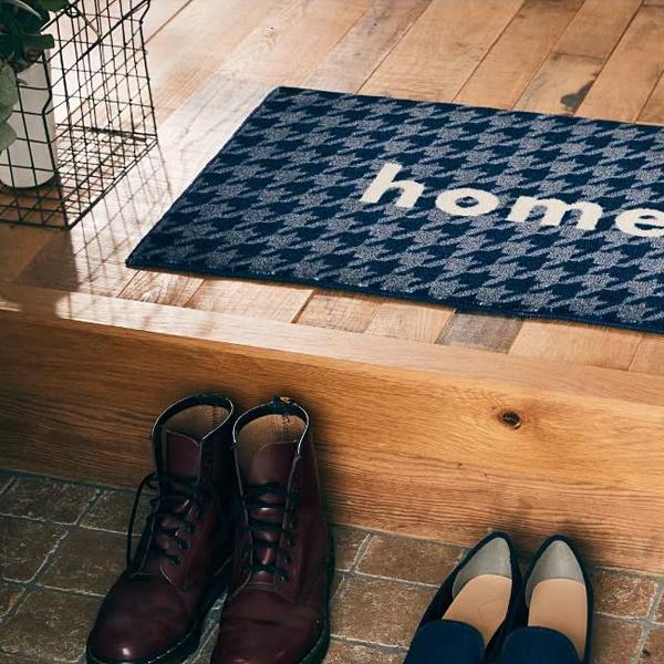 玄関マット ドアマット 45×75cm おしゃれ 千鳥型 緑 グリーン 英字 屋内 マット 室内用 ずれない 業務用 家用 吸水 速乾 丸洗い 洗える 日本製 【納期A】【lic-ktj-072】