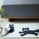 玄関マット ドアマット 45×75cm おしゃれ ネコ 猫 ねこ かわいい 黒猫 屋内 おしゃれ 北欧 滑り止め ずれない 吸水 速乾 丸洗い 日本製 【納期C】【lic-ktj-110】