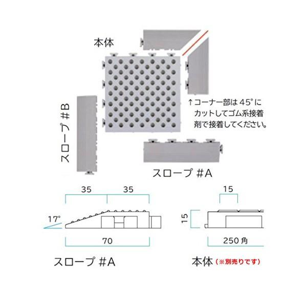 タフチェッカー用スロープ ジョイントマット用 屋外 屋内 業務用 耐スパイク用 床 ジョイントパネル タイル 段差解消 スロープ 端っこ 角 隅 プール 浴場 温泉 【納期B】【lic-mzw-0019】