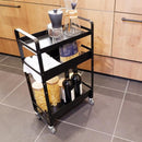 キッチンワゴン 収納ワゴン ラック キャスター付き 3段 台所 リビング サニタリー ガレージ 車庫 倉庫 シンプル おしゃれ 白 ホワイト 黒 ブラック 【納期B】【lic-nit-0006】